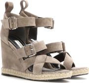 Rope Track Suede Wedge Sandals 