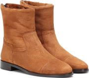 Shearling Lined Suede Ankle Boots 