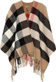Check Wool And Cashmere Poncho 