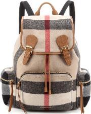 The Large Leather Trimmed Check Backpack