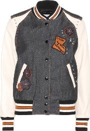 Embellished Denim Varsity Jacket 