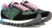 Glitter, Suede And Patent Leather Sneakers 