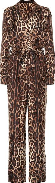 Leopard Print Silk Jumpsuit 