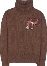 Wool Sweater With Embroidered Applique 
