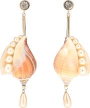Shell And Faux Pearl Drop Earrings 