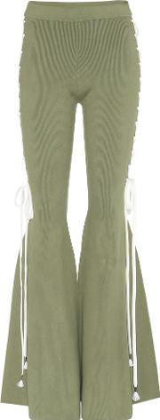 Cotton Blend Flared Trousers 