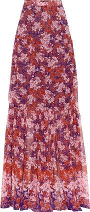 Floral Printed Silk Maxi Skirt 