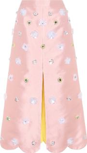 Daisy Embellished Cotton And Silk Skirt 