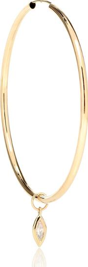 Large Tube 14kt Gold Hoop Earring With Diamonds 