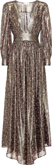 Cyrena Metallic Silk Maxi Dress 