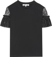 Lace Sleeved Jersey T Shirt 