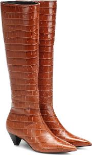 Donique Croc Effect Leather Boots 