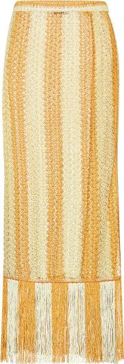 Crochet Knit Striped Wrap Skirt 