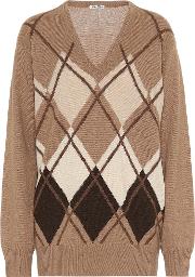 Argyle Camel Wool Sweater 