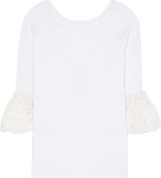 Lace Trimmed Wool Sweater 