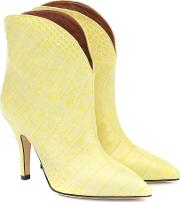 Croc Effect Leather Ankle Boots 