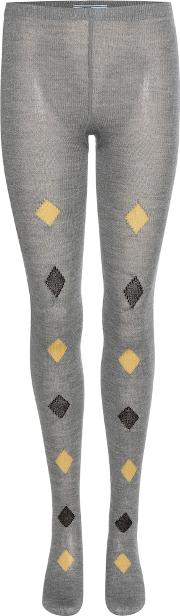 Printed Knitted Wool Tights 