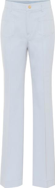 High Rise Flared Cotton Blend Pants 