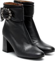 Embellished Leather Ankle Boots 