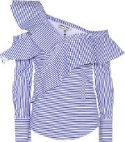 Striped Frill Cotton Shirt 