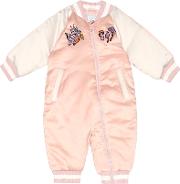 Baby Appliqued Satin Playsuit 