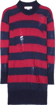 Striped Mohair And Wool Blend Sweater Dress 