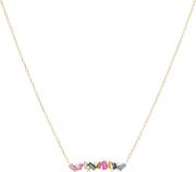 18kt Gold With Diamond And Rainbow Sapphire Necklace 