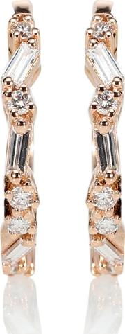 18kt Rose Gold Diamond Hoop Earrings 