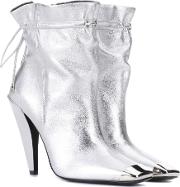 Metallic Leather Ankle Boots 