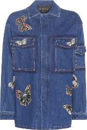 Denim Jacket With Embroidered Applique 