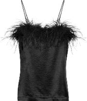 Feather Trimmed Crepe Top 