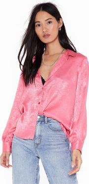 Are You In Brush Satin Oversized Shirt 