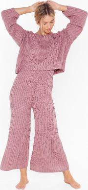 Knit Back And Relax Wide Leg Pajama Set 