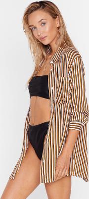 Our Stripe Of Vacay Relaxed Cover Up Shirt 