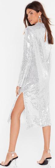 Sequin You Over High Neck Midi Dress 