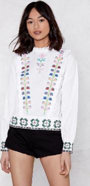Spill The Details Embroidered Blouse 