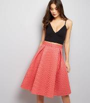 Coral Mesh A Line Midi Skirt