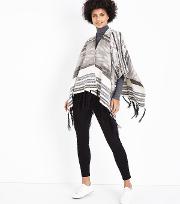 Mela Grey Stripe Pattern Shawl New Look 