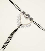 Black Feather Pendant Choker Drop Necklace