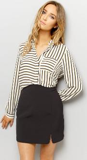 Black Split Side Mini Skirt 