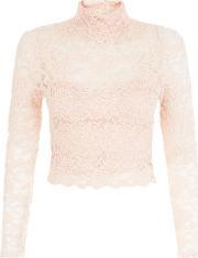 Blue Vanilla Shell Pink Lace Long Sleeve Top