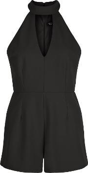 Petite Black Crepe Playsuit