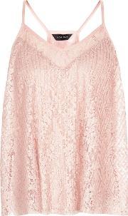 Pink Lace Pleated Cami