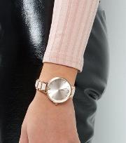 Rose Gold Link Chain Sports Watch 
