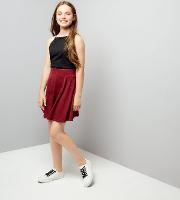 Teens Burgundy Crepe Skater Skirt 