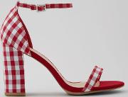 Wide Fit Red Gingham Ankle Strap Heels 