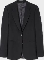 A Suit To Travel In Women's Black Two Button Wool Blazer 