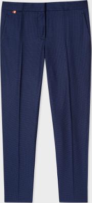 A Suit To Travel In Women's Classic Fit Navy Puppytooth Wool Trousers 