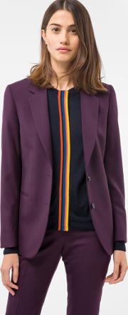 A Suit To Travel In Women's Damson Two Button Wool Blazer 