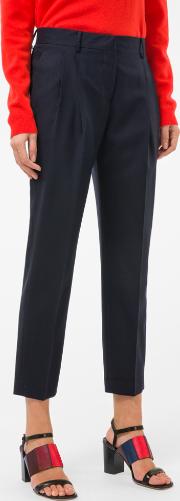 A Suit To Travel In Women's Tailored Fit Black Wool Double Pleat Trousers 